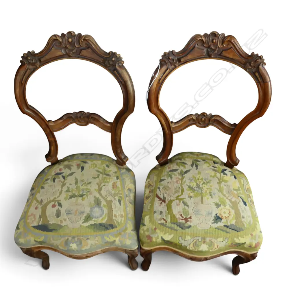 2 VICTORIAN CHAIRS, NEEDLEWORK SEATS Image 1++