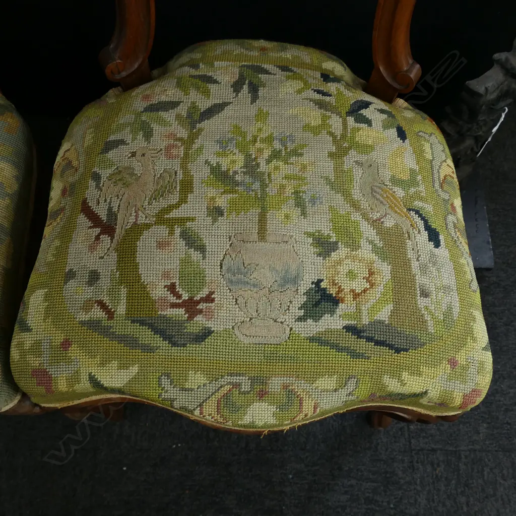 2 VICTORIAN CHAIRS, NEEDLEWORK SEATS Image 1++
