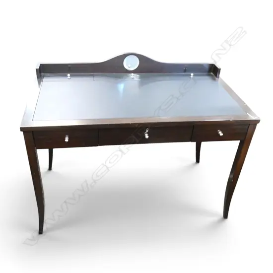 MODERN DESK w. LEATHER TOP & THREE COMPARTMENTS 1170x640x920mm