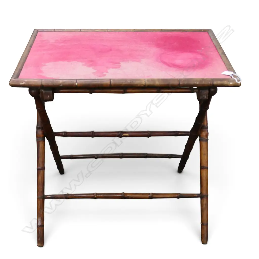 MAHOGANY FAUX BAMBOO FOLDING TABLE 710x500x685mm Image 1++