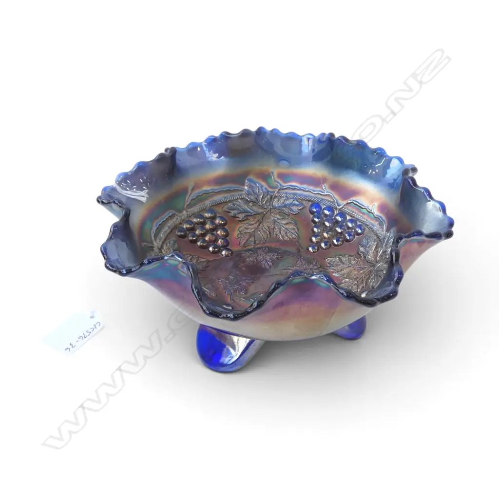 CARNIVAL GLASS FOOTED BOWL W200MM  Image 1++