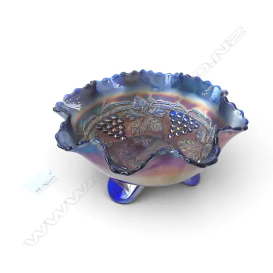 CARNIVAL GLASS FOOTED BOWL W200MM 