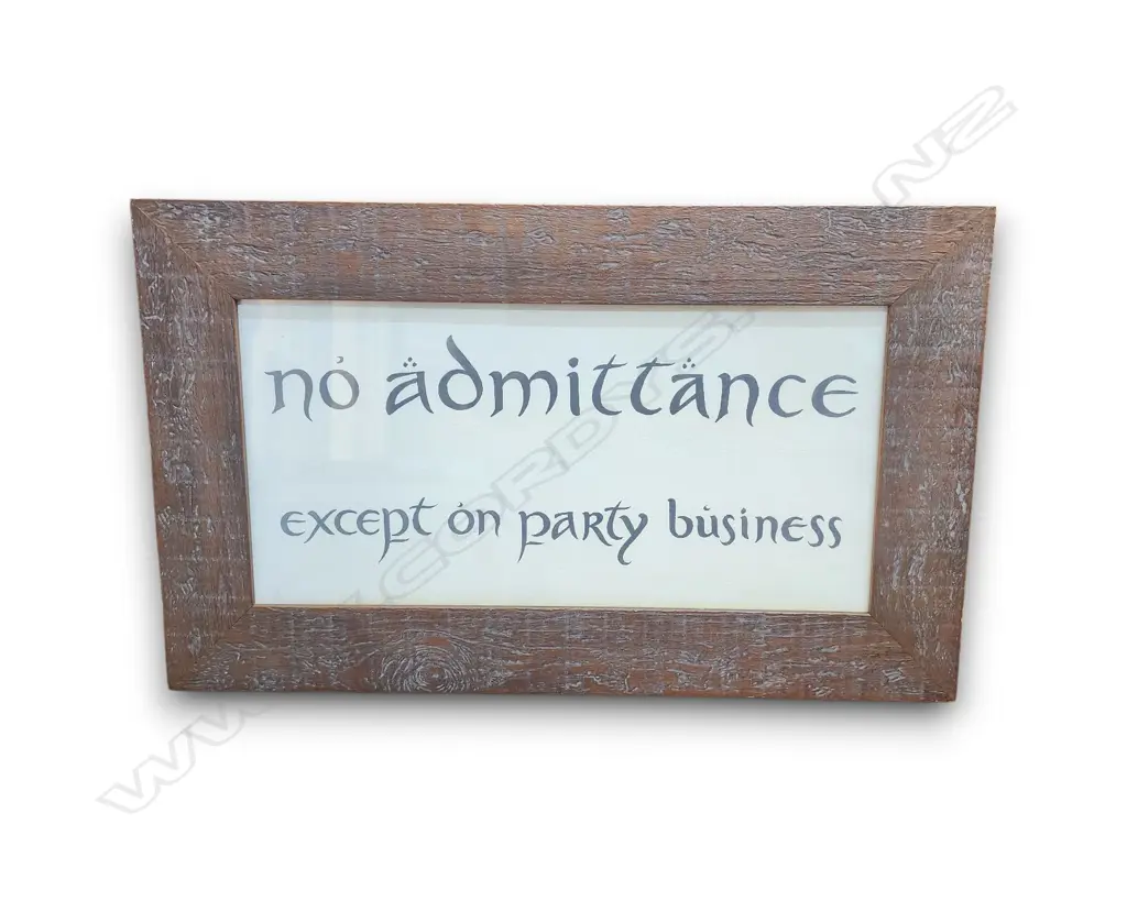 WOODEN-FRAMED SIGN "NO ADMITTANCE EXCEPT ON PARTY BUSINESS" 200H x 400L mm Image 1++