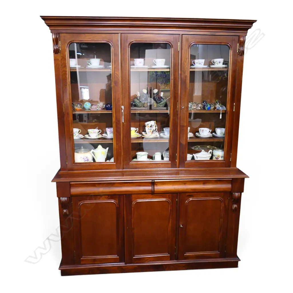 VICTORIAN STYLE MAHOGANY BOOKCASE CABINET 1530x420x2000mm Image 1++