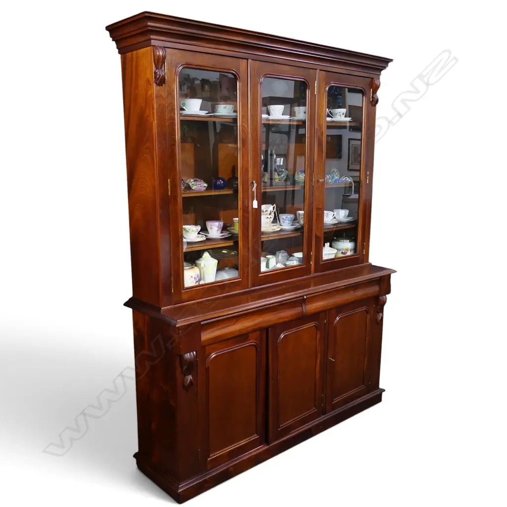 VICTORIAN STYLE MAHOGANY BOOKCASE CABINET 1530x420x2000mm Image 1++