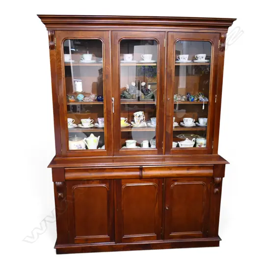 VICTORIAN STYLE MAHOGANY BOOKCASE CABINET 1530x420x2000mm