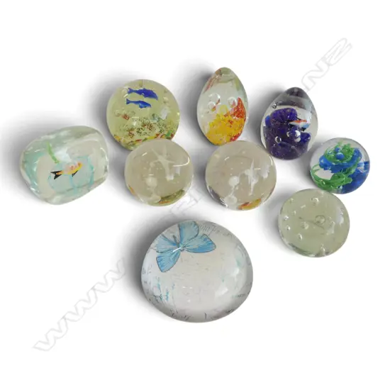 9 ART GLASS PAPERWEIGHTS some faults H.80mm