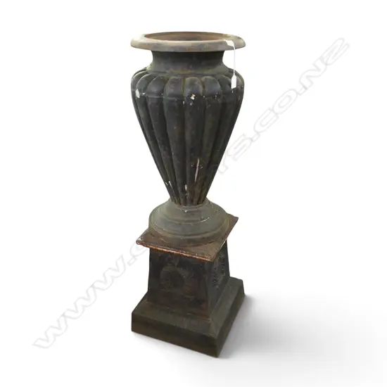 CAST IRON URN ON PLINTH H1115MM