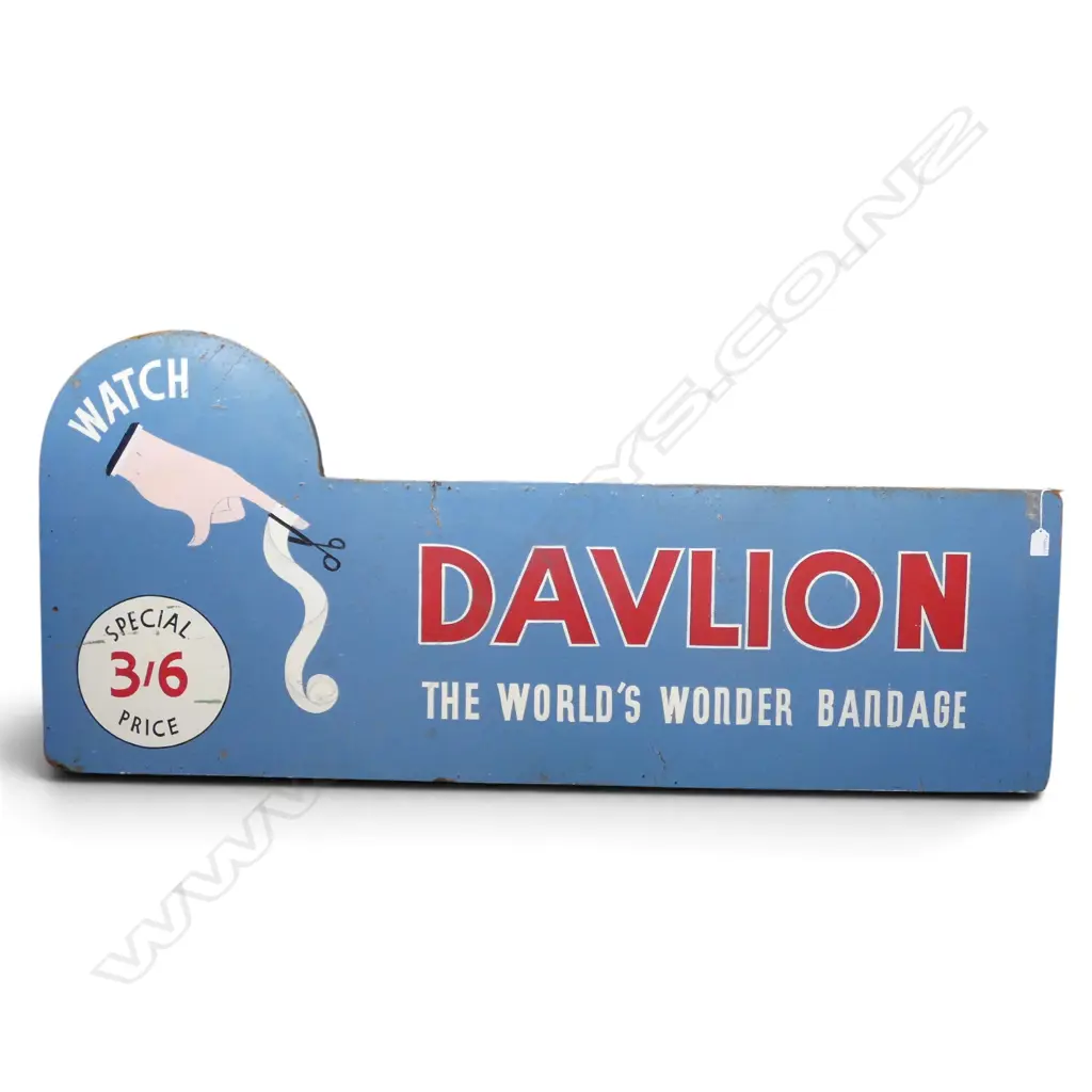 VINTAGE SIGN 'DAVLION / THE WORLDS WONDER BANDAGE' 600x1370mm Image 1++