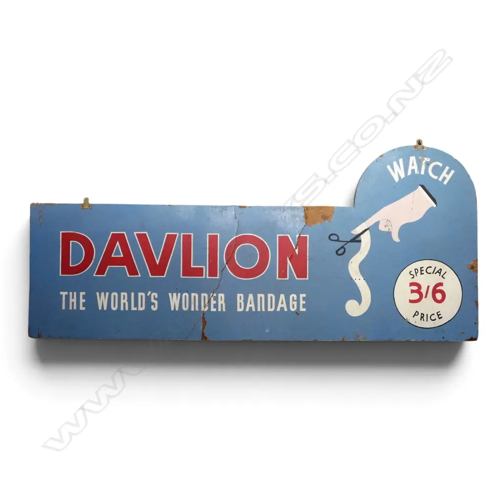 VINTAGE SIGN 'DAVLION / THE WORLDS WONDER BANDAGE' 600x1370mm Image 1++
