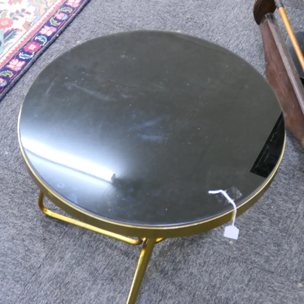 MODERN SIDE TABLE w. GLASS TOP H.500mm, 500mm dia Image 1++