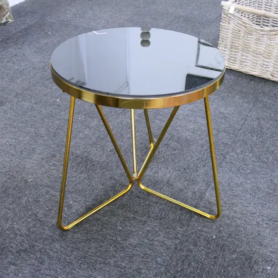MODERN SIDE TABLE w. GLASS TOP H.500mm, 500mm dia