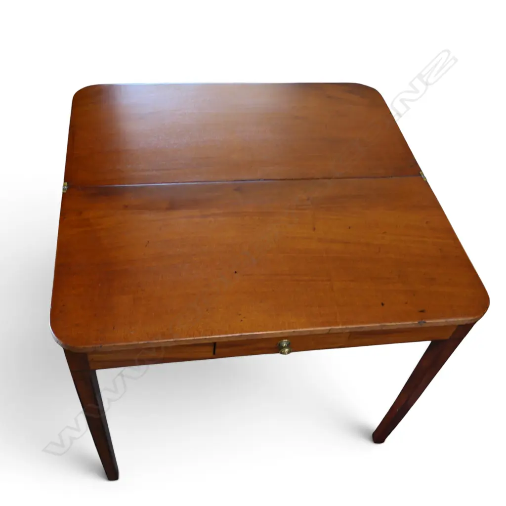 ANTIQUE MAHOGANY FOLD OVER TABLE w. 1 DRAWER 900x445x740mm Image 1++