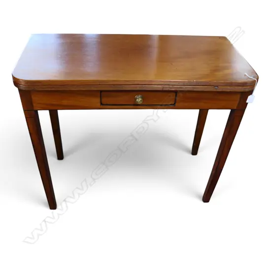 ANTIQUE MAHOGANY FOLD OVER TABLE w. 1 DRAWER 900x445x740mm