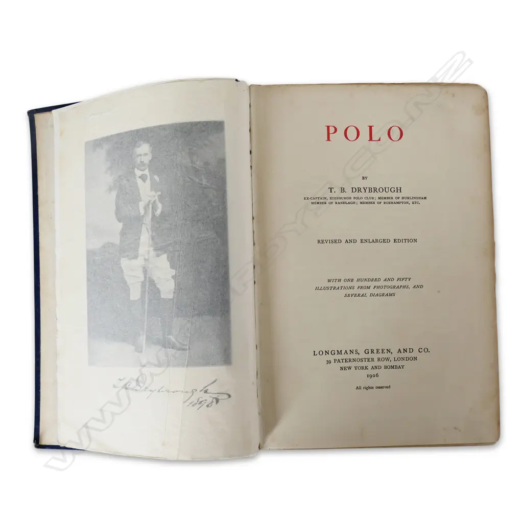 TB DRYBROUGH ‘POLO’ LONGMANS, GREEN, LONDON. 1906. Wear to spine Image 1++