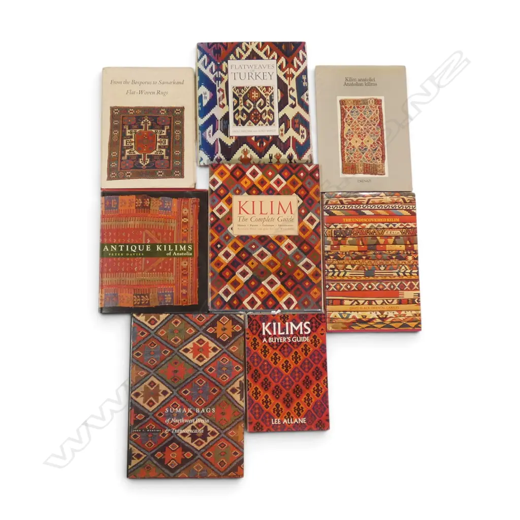 EIGHT PUBLICATIONS - FLAT WEAVE TEXTILES  - KILIM, TURKISH RUGS  ETC Image 1++