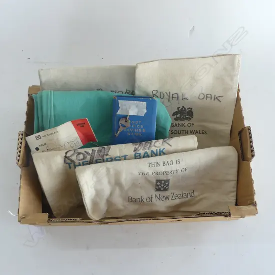 ASST. N.Z. & AUS. BANK BAGS + POST OFFICE SAVINGS BANKS 