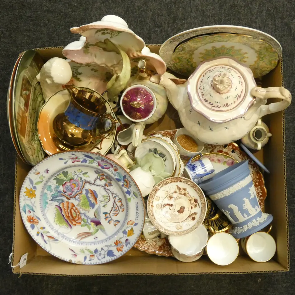 BOX OF ASST. FANCY CHINA; WEDGOOD, ROYAL DOULTON, ROYAL ALBERT, etc Image 1++