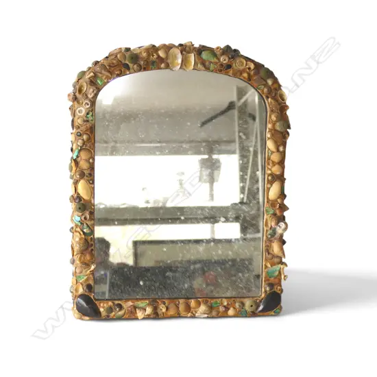 N.Z. FOLK ART SHELL FRAMED MIRROR 460x360mm
