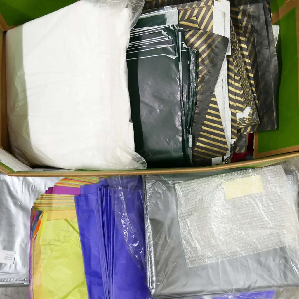 BOX OF ASST. PLASTIC & PAPER SHOP BAGS Image 1++
