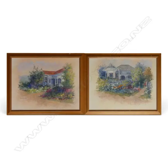 GAIL BOYLE, 2 VILLA PAINTINGS, OIL ON CANVAS, 340x440mm