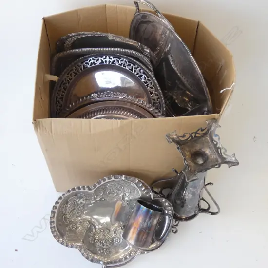 BOX LOT MIXED SILVER PLATE