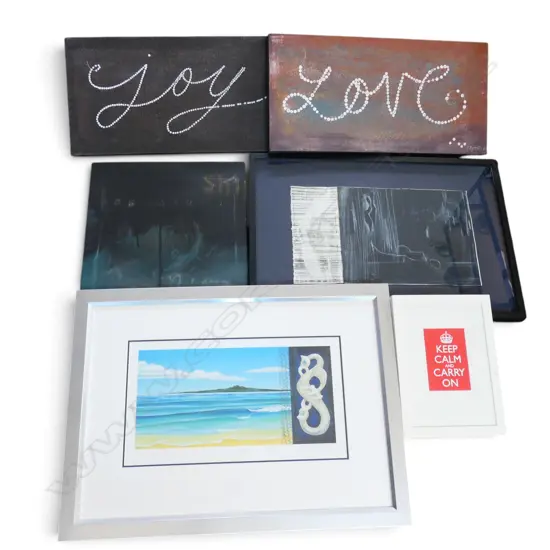 SIX CONTEMPORARY ARTWORKS INCL. MARYANNE THOMSEN 'RANGITOTO' 142/500 270x485mm, LISA MATTHYS ETC...
