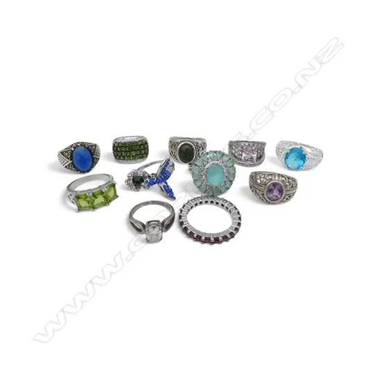 11 STG SILVER RINGS 60gms