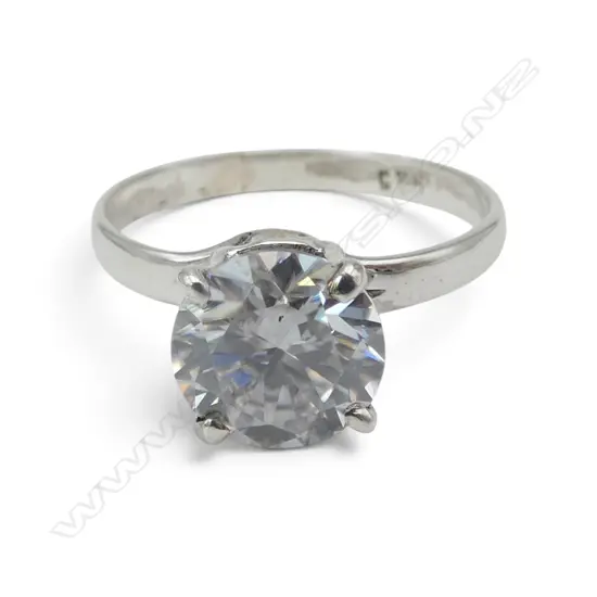 SILVER MOISSANITE RING, SZ R