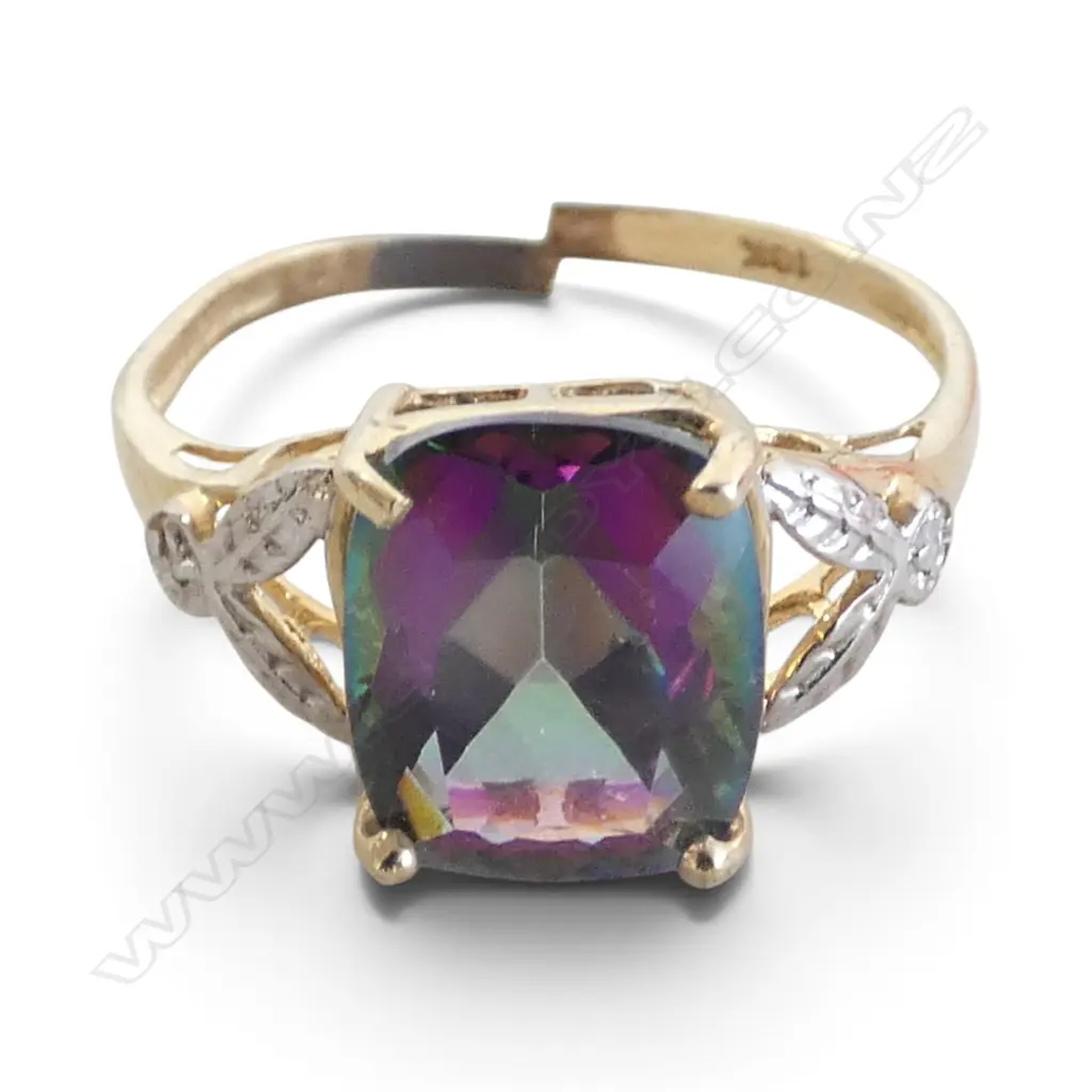 10CT MYSTIC TOPAZ RING SHANK BROKEN 1.7gms Image 1++