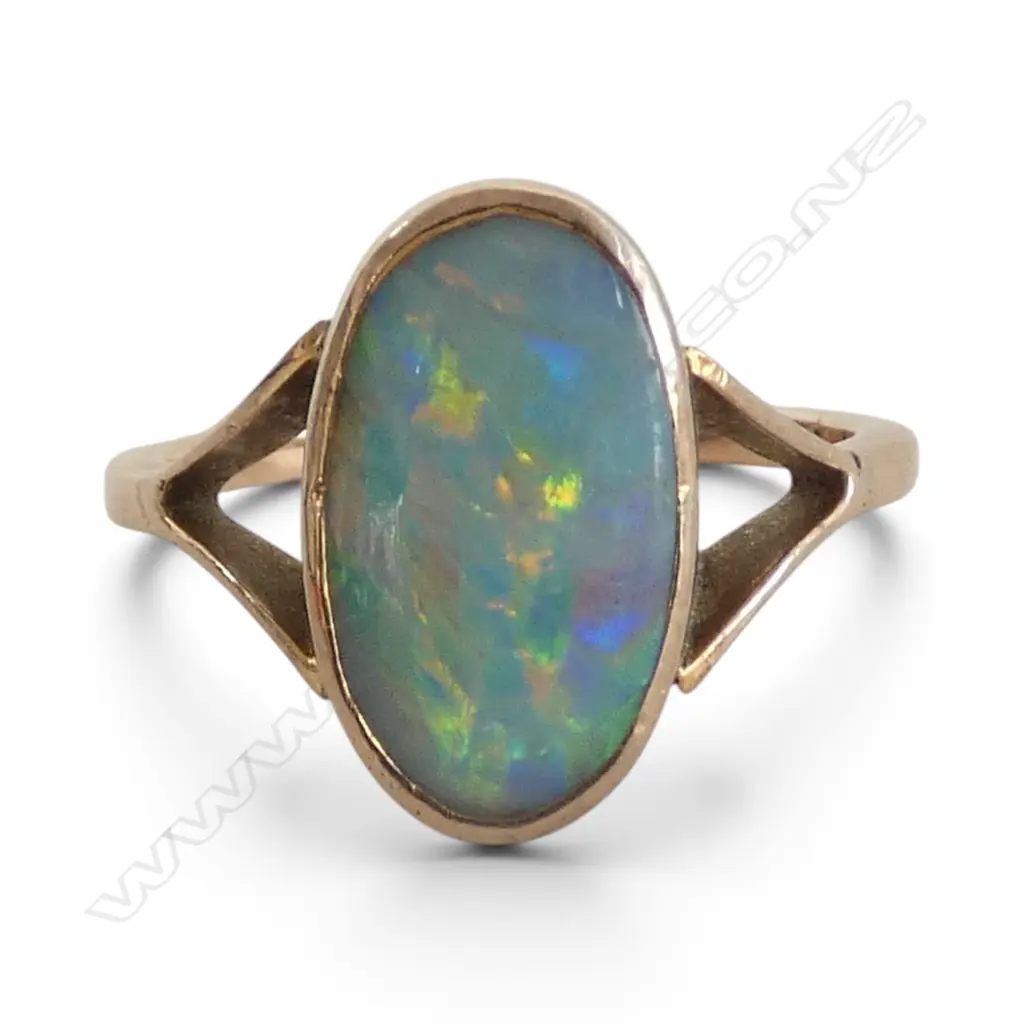 Edwardian 9ct ROSE GOLD & OPAL DOUBLET RING 3.7gms SIZE O Image 1++