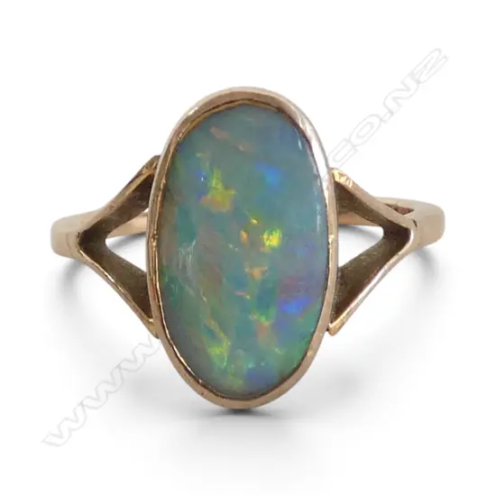 Edwardian 9ct ROSE GOLD & OPAL DOUBLET RING 3.7gms SIZE O