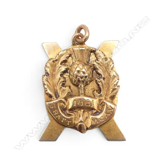 9ct GOLD MIDLOTHIAN ARTILLERY PENDANT 3.88gms