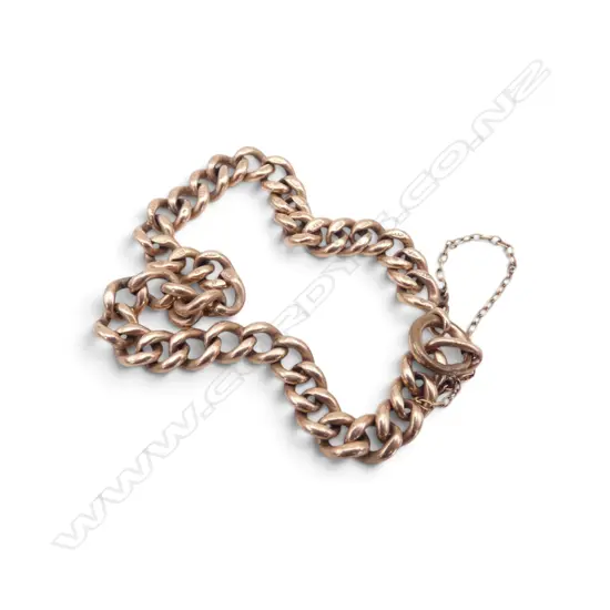 9ct GOLD CURB LINK BRACELET, 21.39gm,bolt ring not gold