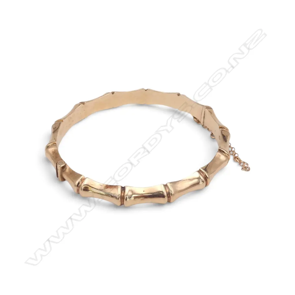 HURSTESON 9ct YELLOW GOLD 'BAMBOO' BANGLE 10.55gms Image 1++