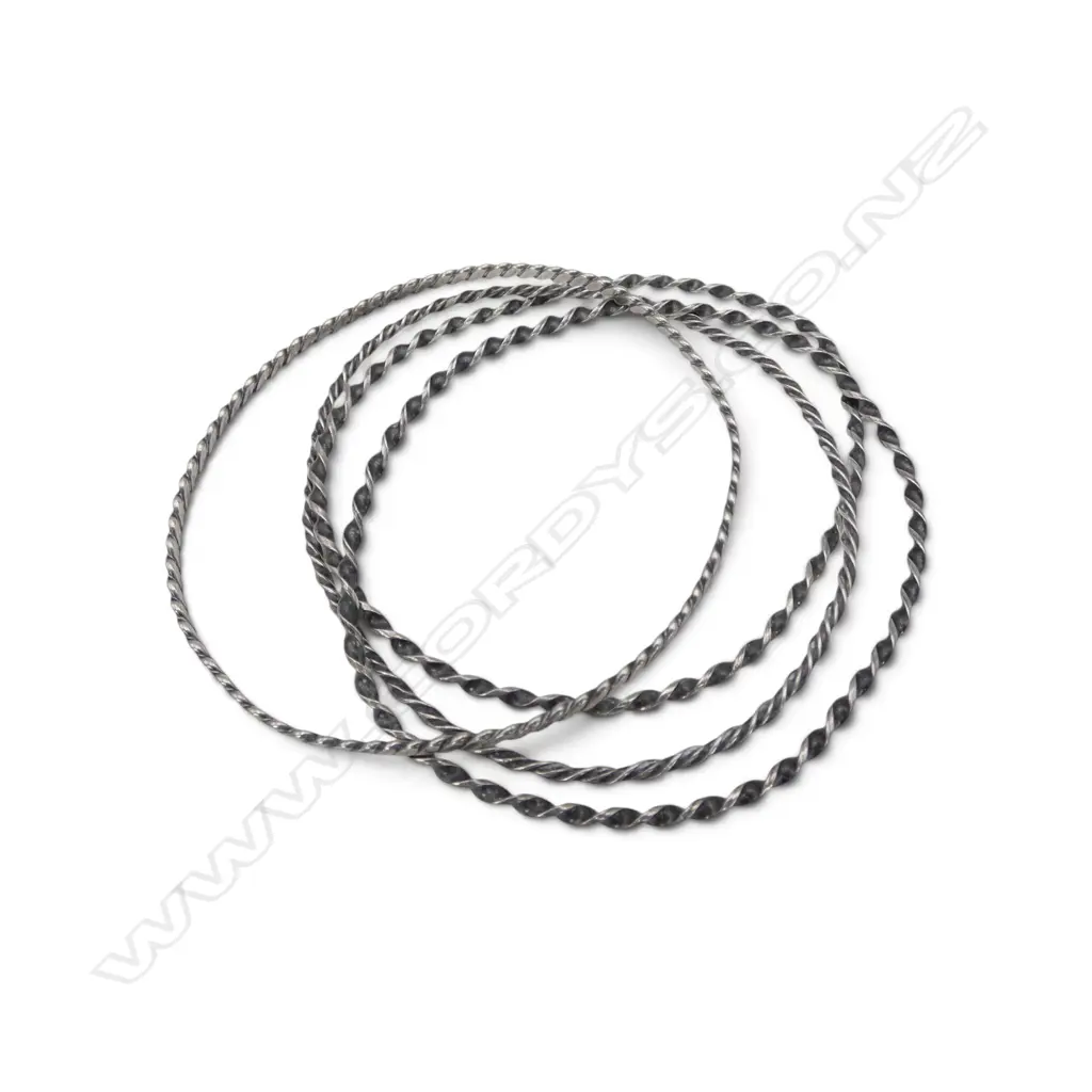 4 SILVER ROPE TWIST BANGLES 17gms Image 1++