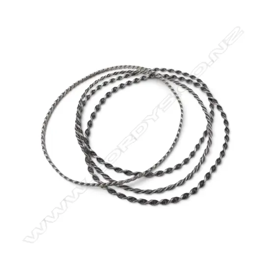 4 SILVER ROPE TWIST BANGLES 17gms