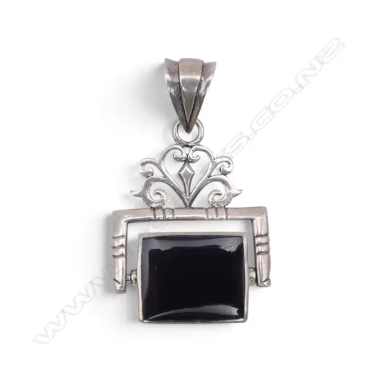 SILVER MOP & ONYX FOB SPINNER