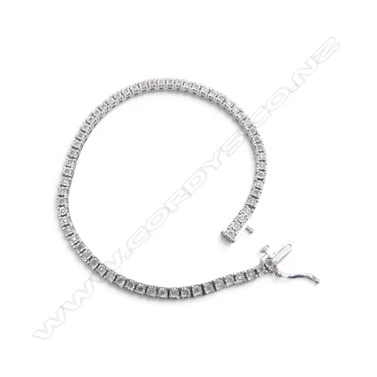 STG SILVER & DIAMOND TENNIS BRACELET L.190mm 11gms