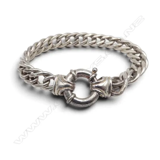 STG SILVER DOUBLE CURB LINK BRACELET, stamped 925, 34.7gms, L.190mm