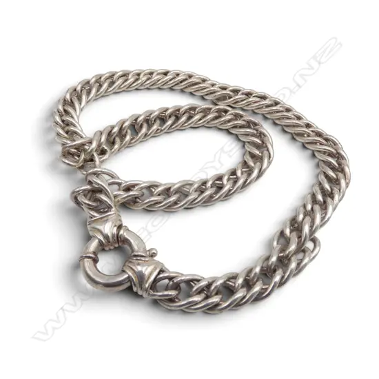 STG SILVER DOUBLE CURB LINK CHAIN NECKLACE, stamped 925, 87.5gms, L.450mm