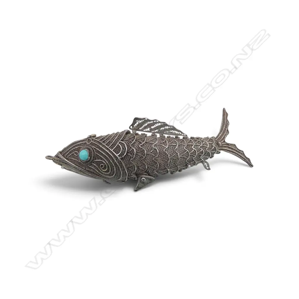 CHINESE FILIGRE SILVER ARTICULATED FISH TOTAL WEIGHT 19.1GMS Image 1++
