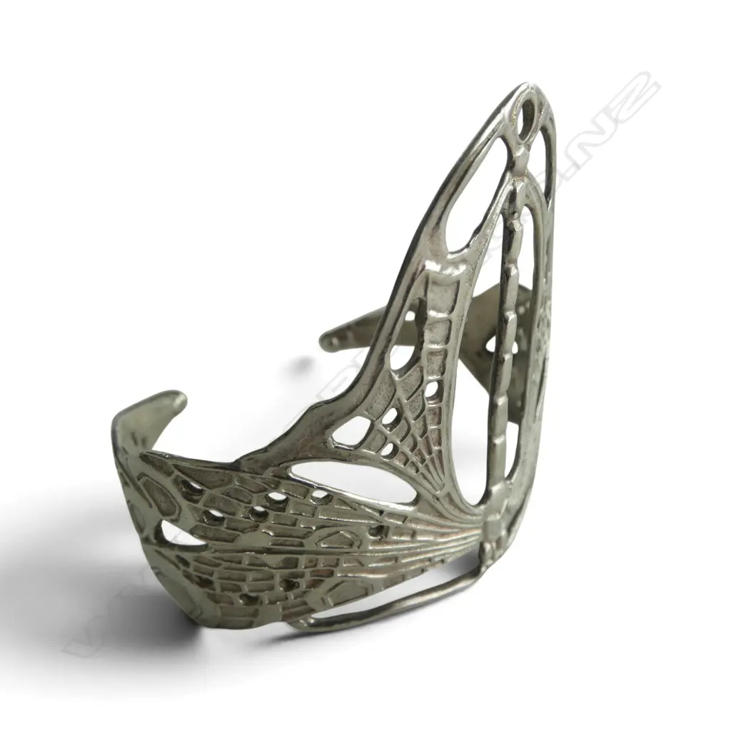 925 STG SILVER DRAGONFLY CUFF BRACELET, etched 925, 30.86gms Image 1++