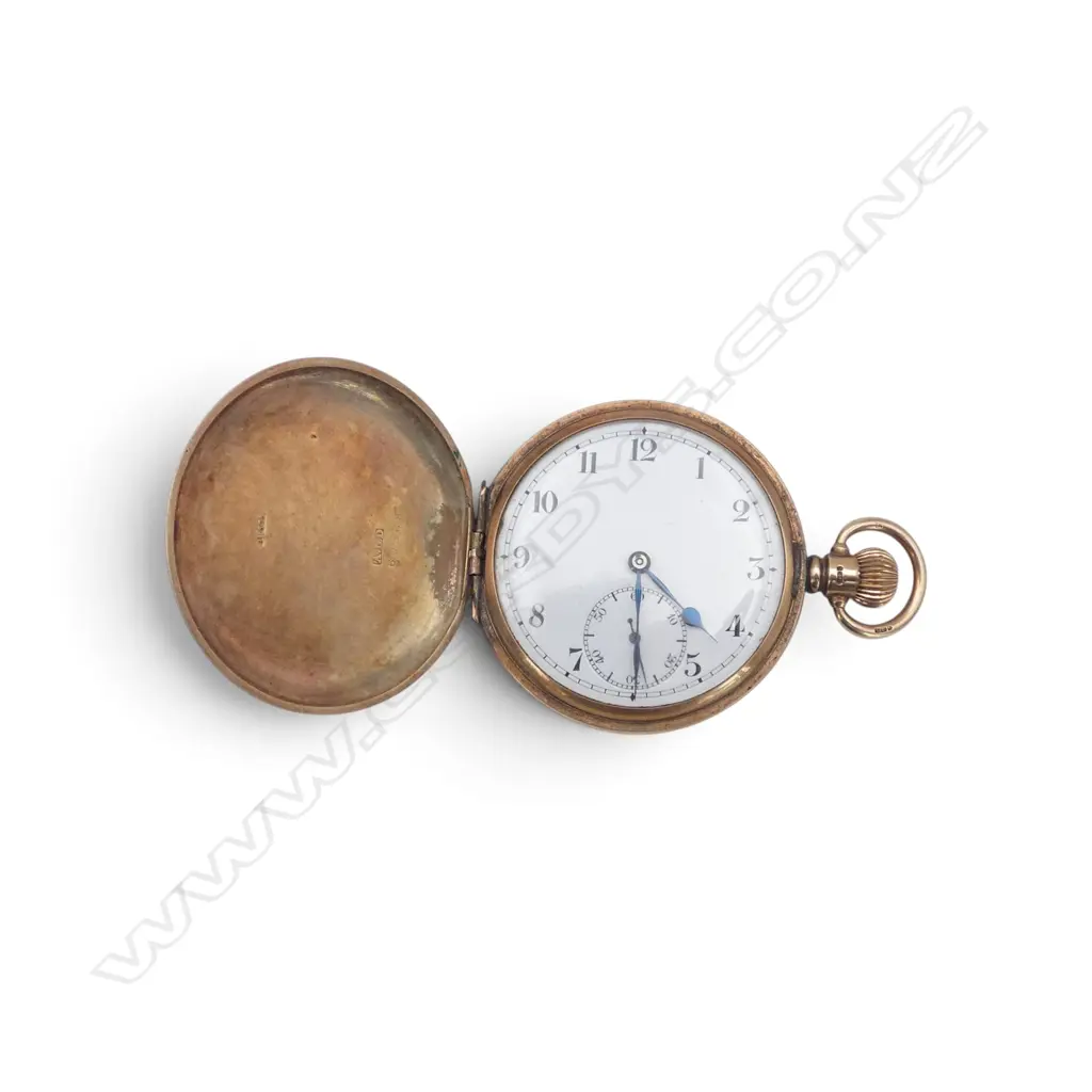 9CT full hunter POCKET WATCH early 20thC. Running. 98gms Image 1++