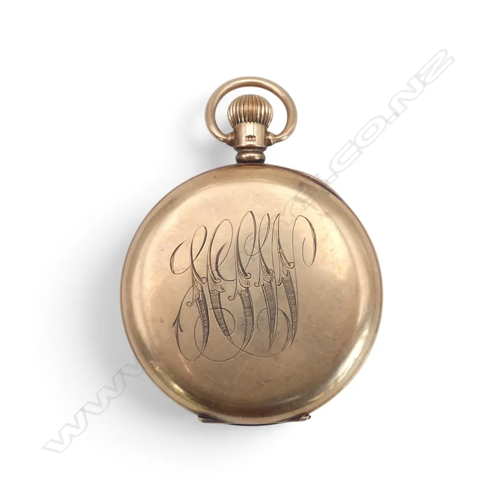 9CT full hunter POCKET WATCH early 20thC. Running. 98gms Image 1++