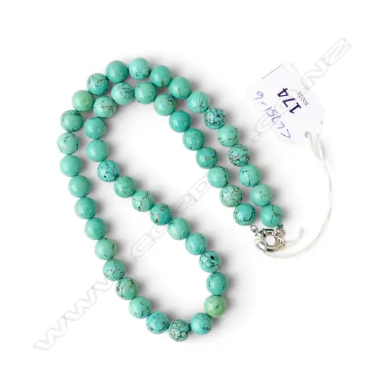 ? TURQUOISE BEAD NECKLACE, L.48mm