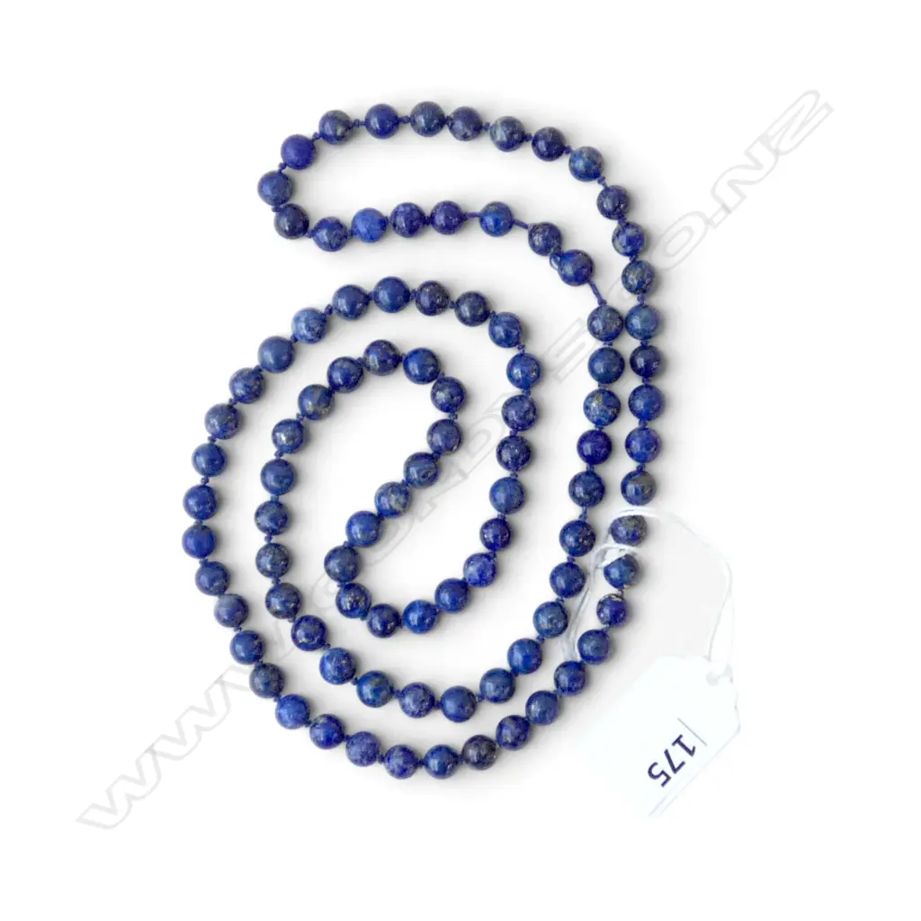 KNOTTED LAPIZ LAZULI BEAD NECKLACE L430MM - may require re-threading Image 1++