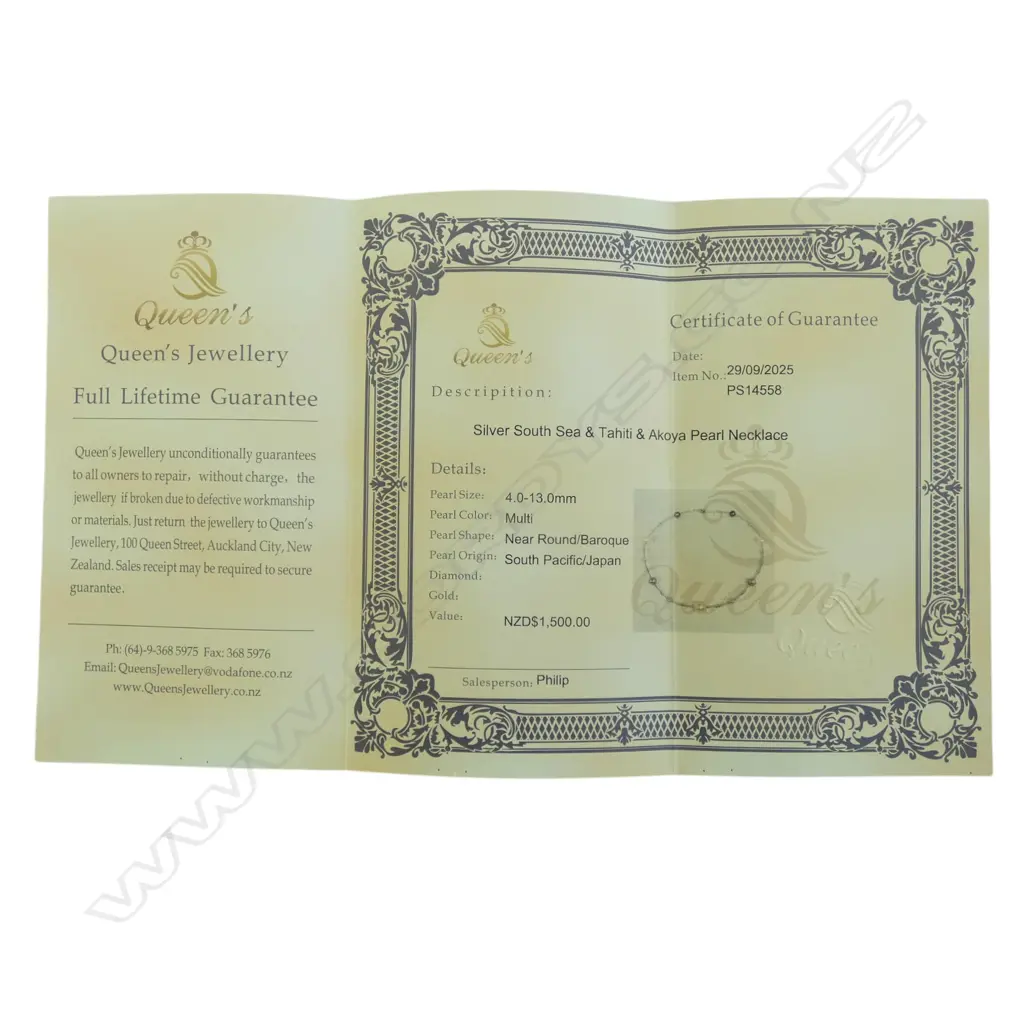 STG SILVER MIXED PEARL NECKLACE L.450mm - with certificate Image 1++