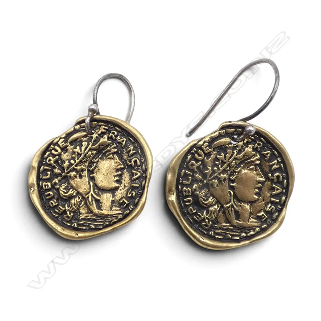 Pr PLATED COPPER EARRINGS 'PALIS', Dia.20mm Image 1++