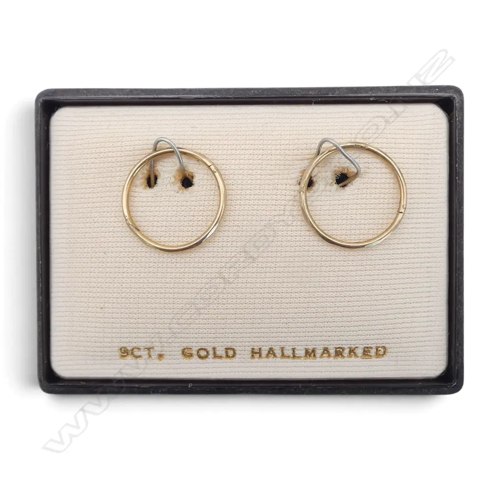PR 9ct GOLD SMALL SLEEPER EARRINGS in case Image 1++